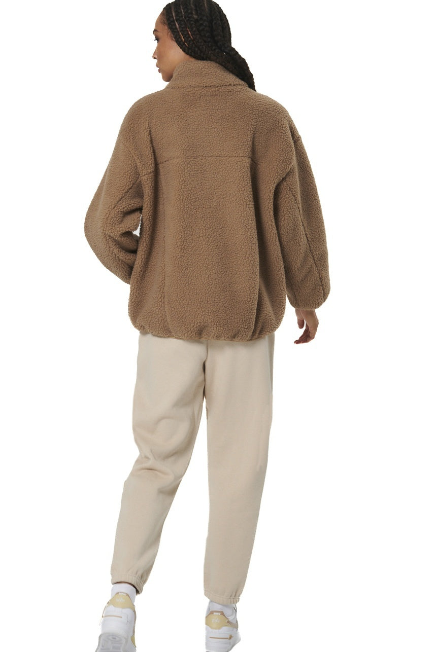 Body Action Γυναικεία sheepskin ζακέτα - 071519-01-SAND BROWN