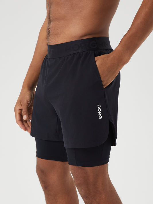 Bjorn Borg Ανδρικό Σορτς - Borg 2 In 1 Shorts - Black Beauty