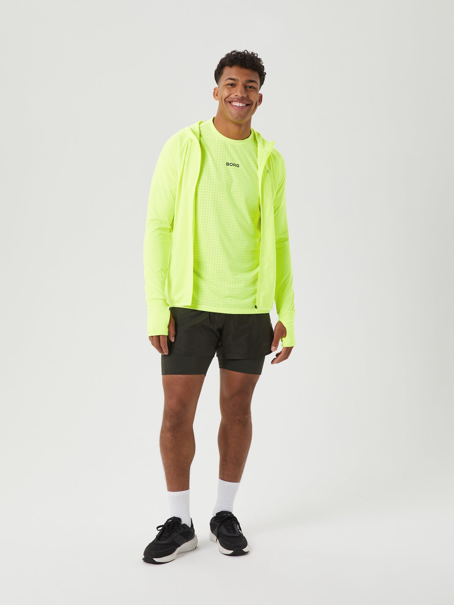 Bjorn Borg Ανδρική Αθλητική Ζακέτα - Borg Running Mid Layer Hood - Safety Yellow