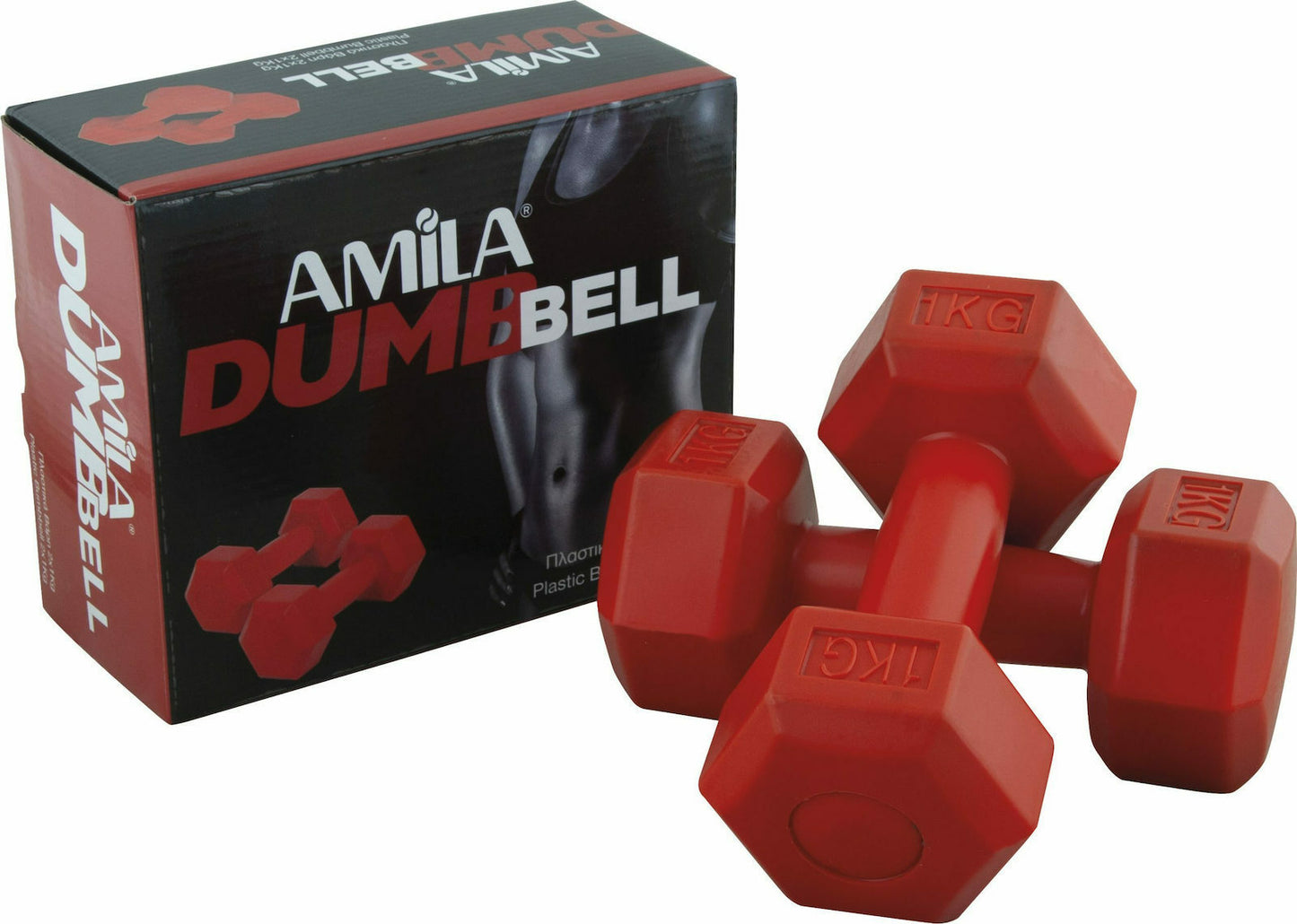 Amila Αλτήρας Εξάγωνος - Plastic Series 1kg (Ζευγάρι) - Red - 44530