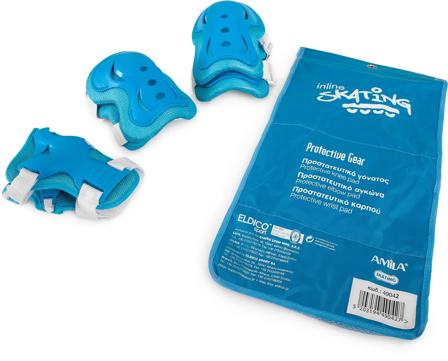 Amila Σετ Προστατευτικά για Rollers & Ποδήλατο - Size L - Light Blue - 49042