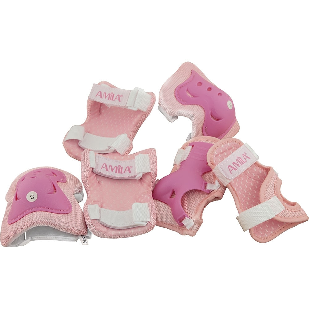 Amila Σετ Προστατευτικά για Rollers & Ποδήλατο - Size M - Pink - 49044