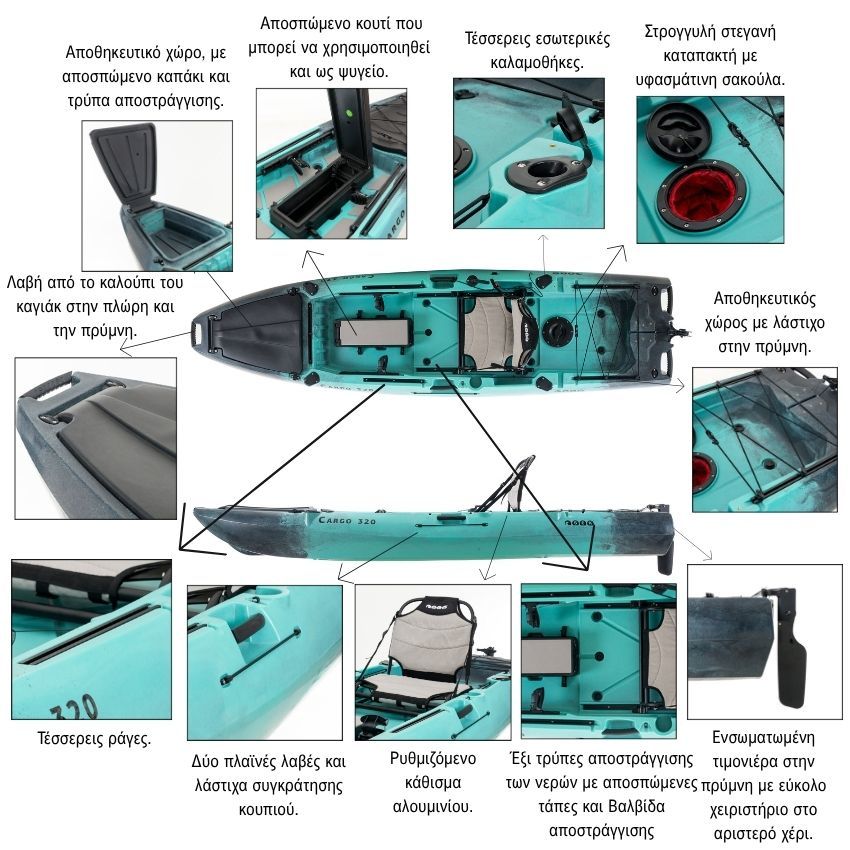 SCK Μονοθέσιο Pedal Kayak Ready Με Τιμονιέρα - Cargo 320 - 0204-32048 - Red