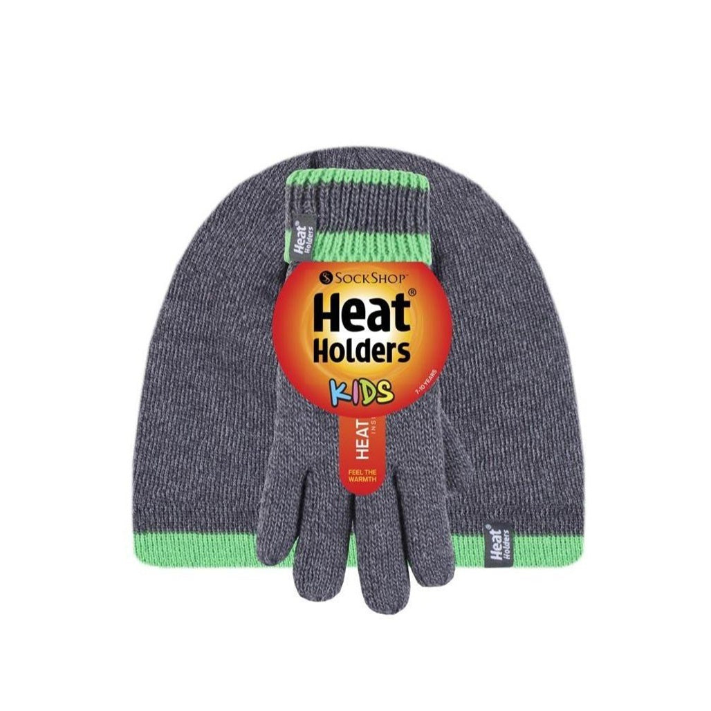Heat Holders Σετ Παιδικό Σκουφάκι με Γάντια Πλεκτό για Αγόρι - Charcoal Green - 80077-2827