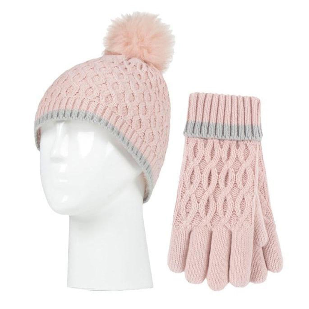 Heat Holders Σετ Παιδικό Σκουφάκι με Γάντια Πλεκτό - Dusky Pink - 80080-8788