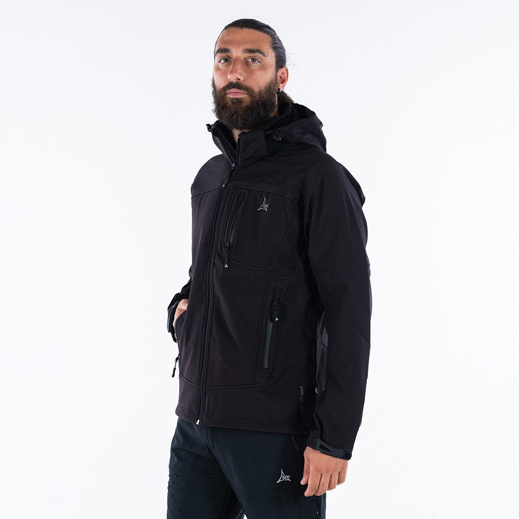 Apu Ανδρικό Αδιάβροχο Αντιανεμικό Μπουφάν - Softshell Jacket Hima-a-laya II - 80535 - Black