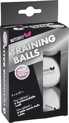 Butterfly - Μπαλάκια Ping Pong Butterfly Training 40+ 6τεμ. Λευκά - 97254
