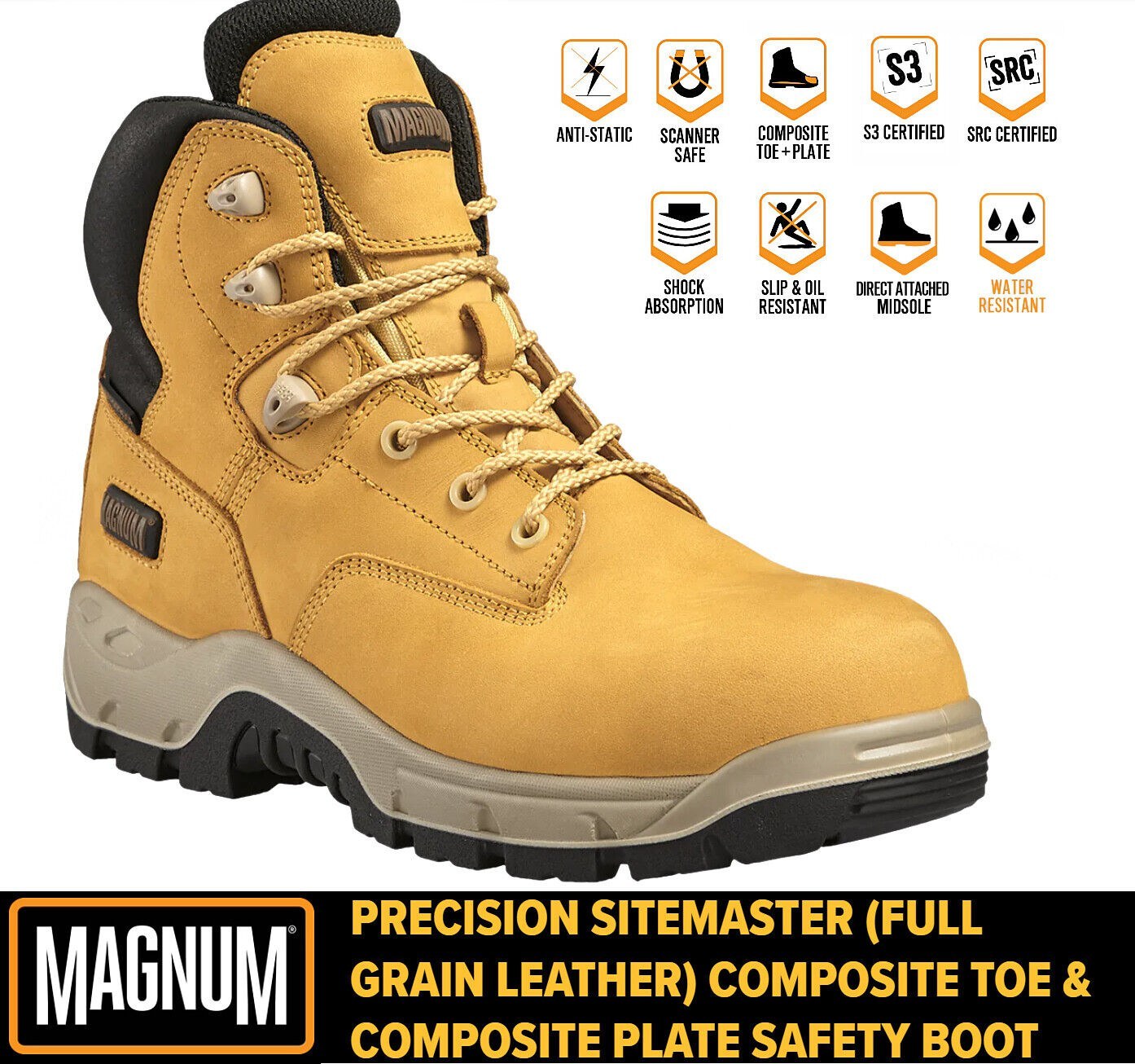 Magnum Ανδρικό Μποτάκι Εργασίας - Precision Sitemaster CT CP - M801334-079 - Honey Nubuck