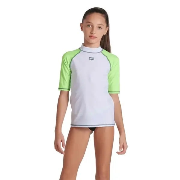 Arena Unisex Jr Παιδικό Μαγιό - Arena Rash Vest - 006295-106 - White Light Green