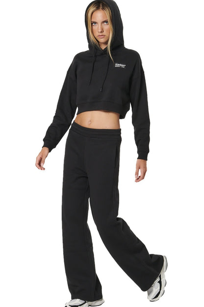 Body Action Γυναικείο Cropped Φούτερ με κουκούλα - 061524-01-BLACK