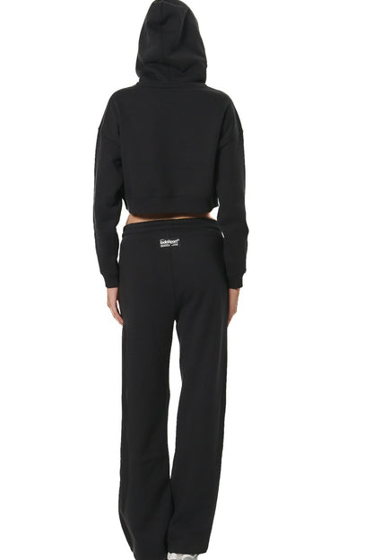 Body Action Γυναικείο Cropped Φούτερ με κουκούλα - 061524-01-BLACK