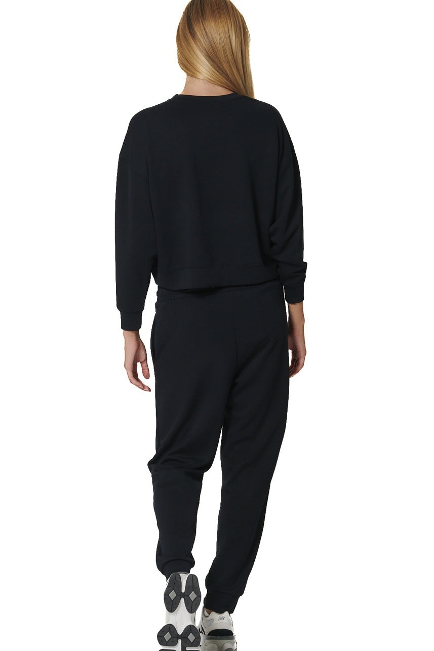 Body Action Γυναικείο Cropped Φούτερ με λαιμόκοψη - 061527-01-BLACK