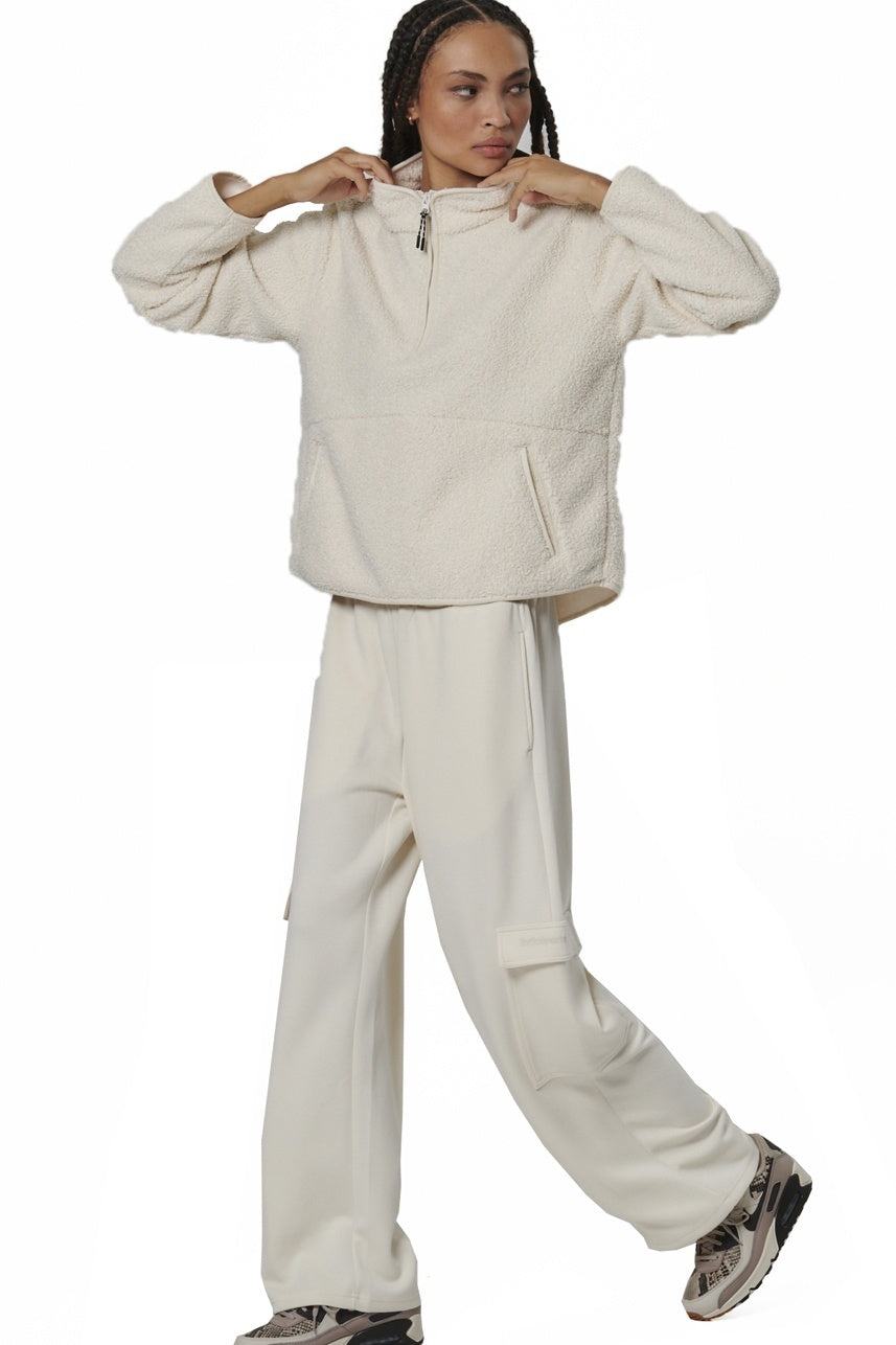 Body Action Γυναικείο oversized boucle-fleece Φούτερ - 061529-01-PRIST.ECRU