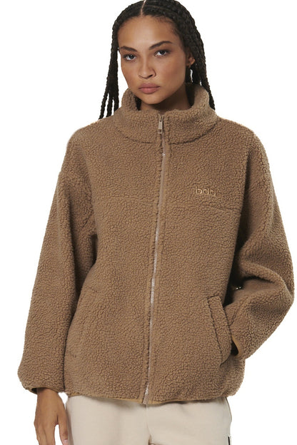 Body Action Γυναικεία sheepskin ζακέτα - 071519-01-SAND BROWN