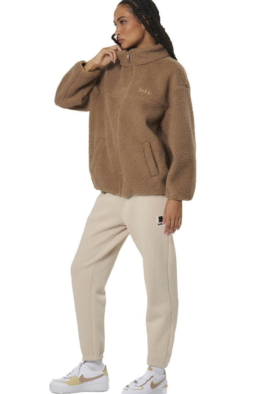 Body Action Γυναικεία sheepskin ζακέτα - 071519-01-SAND BROWN