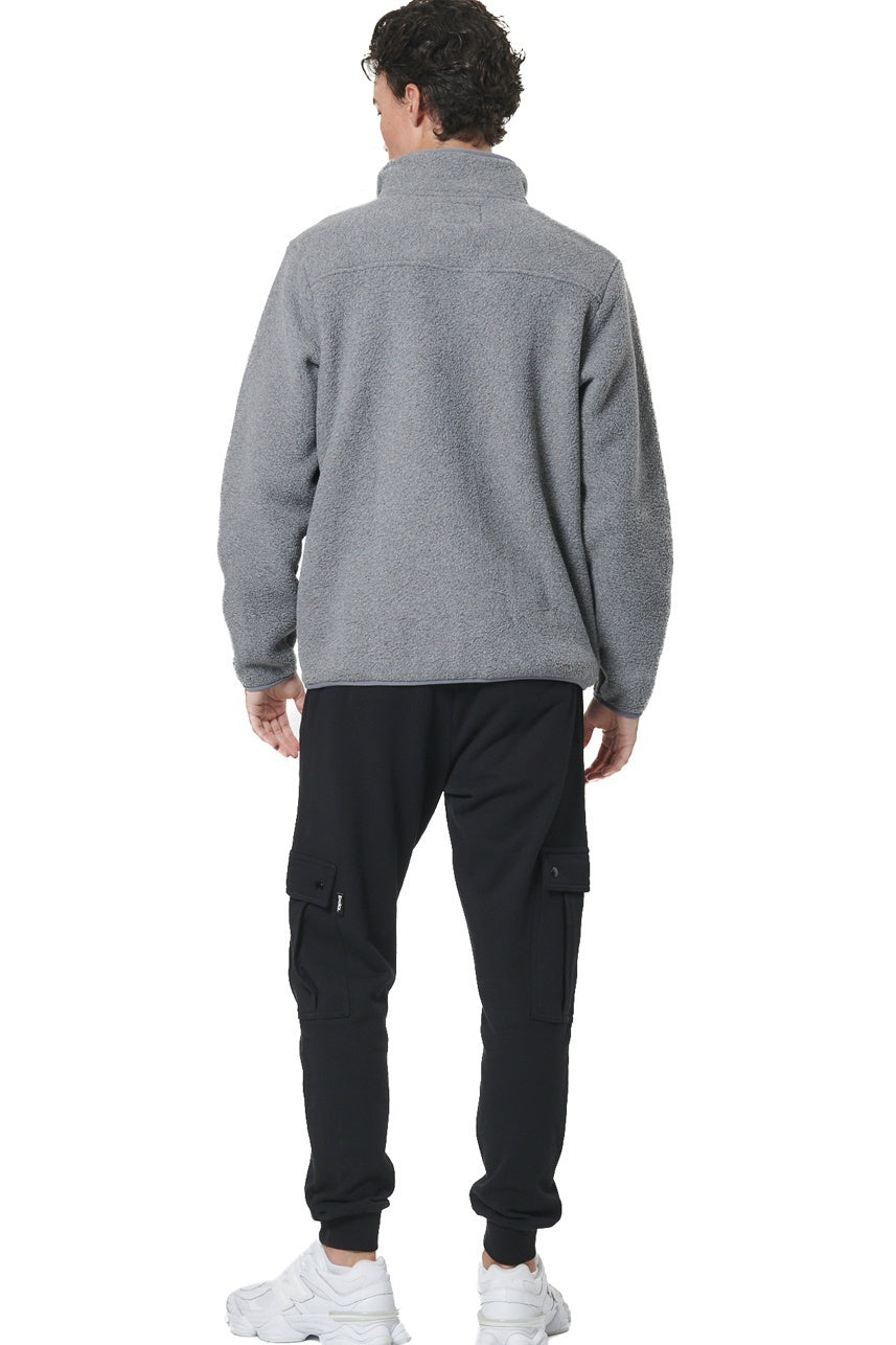 Body Action Ανδρική Sherpa Fleece Zακέτα - 073526-01-PEARL GREY
