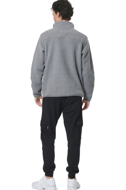 Body Action Ανδρική Sherpa Fleece Zακέτα - 073526-01-PEARL GREY