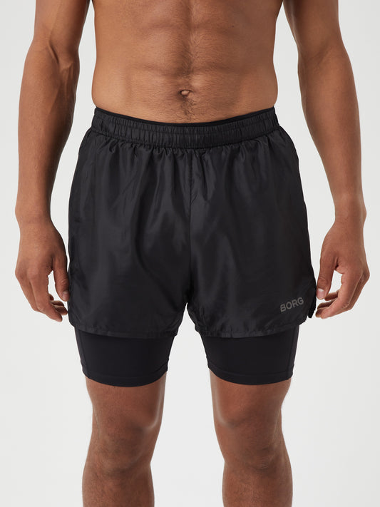 Bjorn Borg Ανδρικό Σορτς - Borg Running Shorts 2 In 1  - Black Beauty