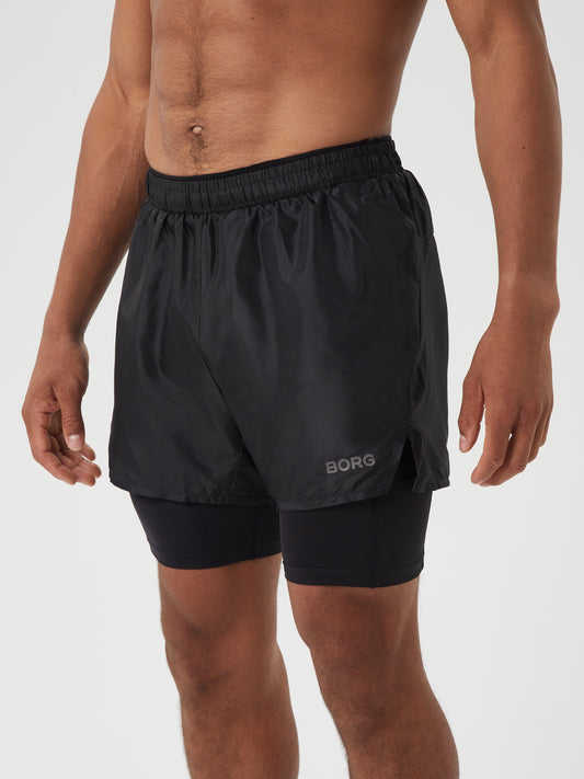 Bjorn Borg Ανδρικό Σορτς - Borg Running Shorts 2 In 1  - Black Beauty