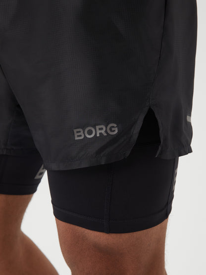 Bjorn Borg Ανδρικό Σορτς - Borg Running Shorts 2 In 1 - Black Beauty 10002202-BK001