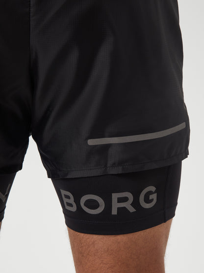 Bjorn Borg Ανδρικό Σορτς - Borg Running Shorts 2 In 1 - Black Beauty 10002202-BK001