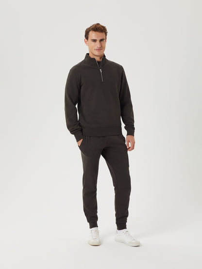 Bjorn Borg Ανδρική Μακρυμάνικη Μπλούζα Με Φερμουάρ - Centre Half Zip - Peat