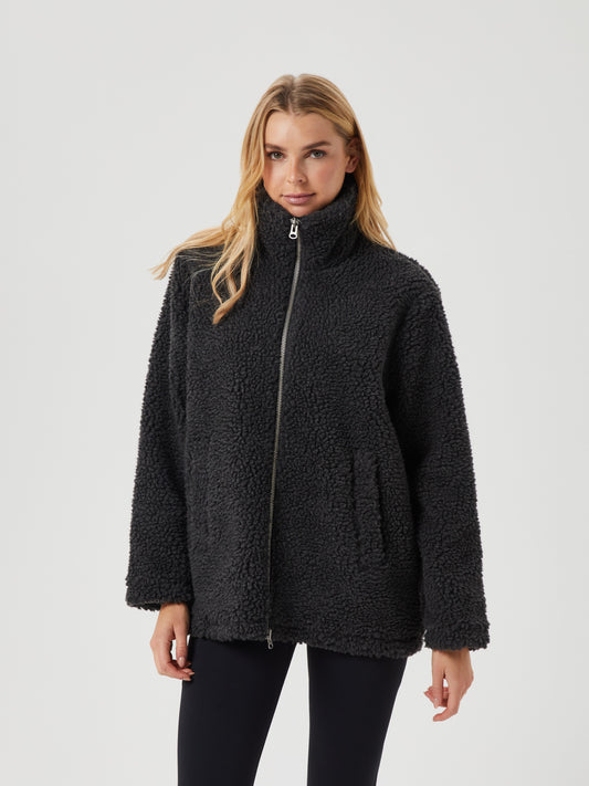 Bjorn Borg Γυναικεία Ζακέτα Fleece - Studio Pile Jacket - Dark Antracite Melange