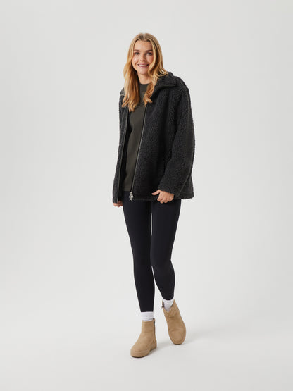 Bjorn Borg Γυναικεία Ζακέτα Fleece - Studio Pile Jacket - Dark Antracite Melange