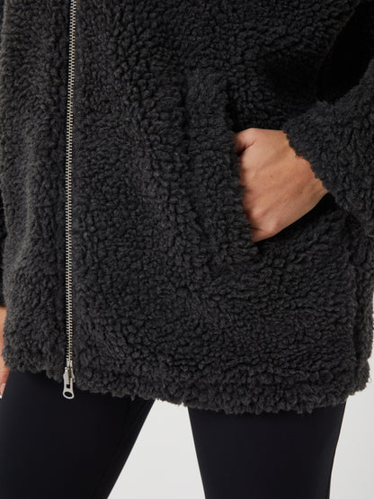 Bjorn Borg Γυναικεία Ζακέτα Fleece - Studio Pile Jacket - Dark Antracite Melange