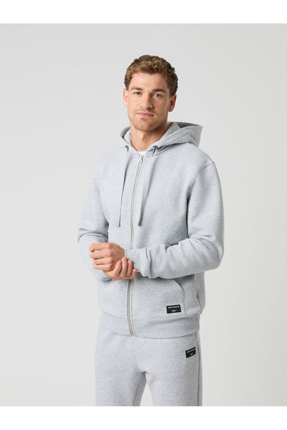 Bjorn Borg Ανδρική Ζακέτα Με Κουκούλα - Centre Zip Hoodie - Light Grey Melange