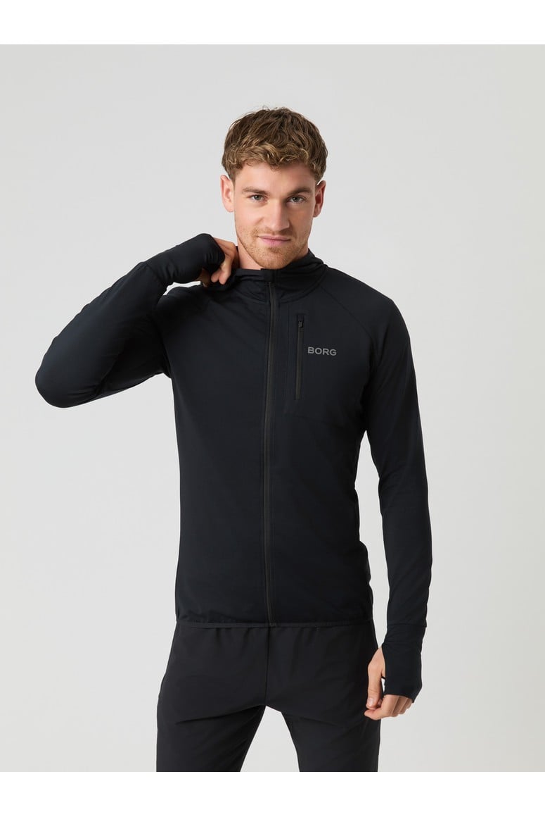 Bjorn Borg Ανδρική Αθλητική Ζακέτα - Running Mid Layer Hood - Black Beauty