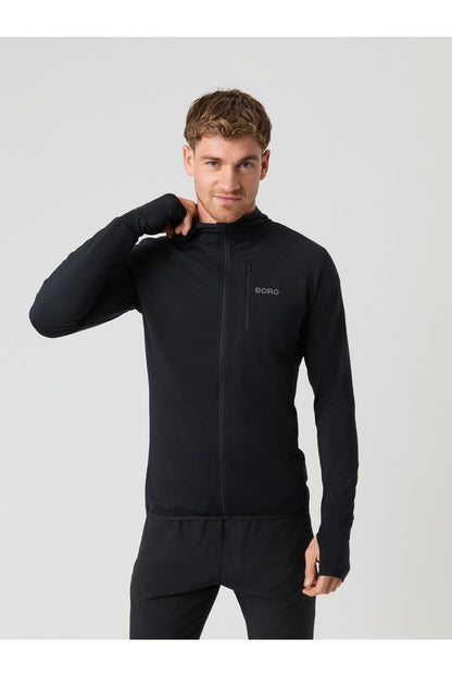 Bjorn Borg Ανδρική Αθλητική Ζακέτα - Running Mid Layer Hood - Black Beauty