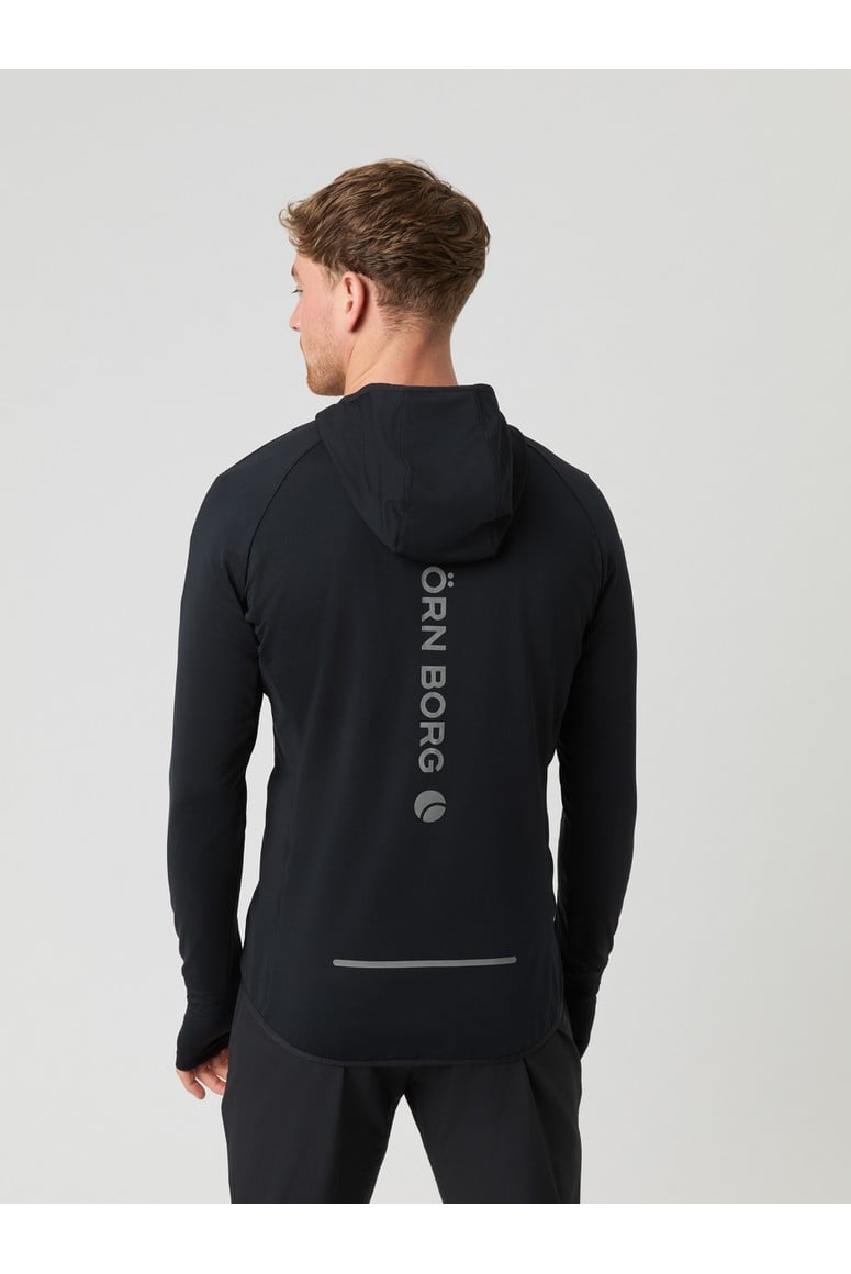 Bjorn Borg Ανδρική Αθλητική Ζακέτα - Running Mid Layer Hood - Black Beauty