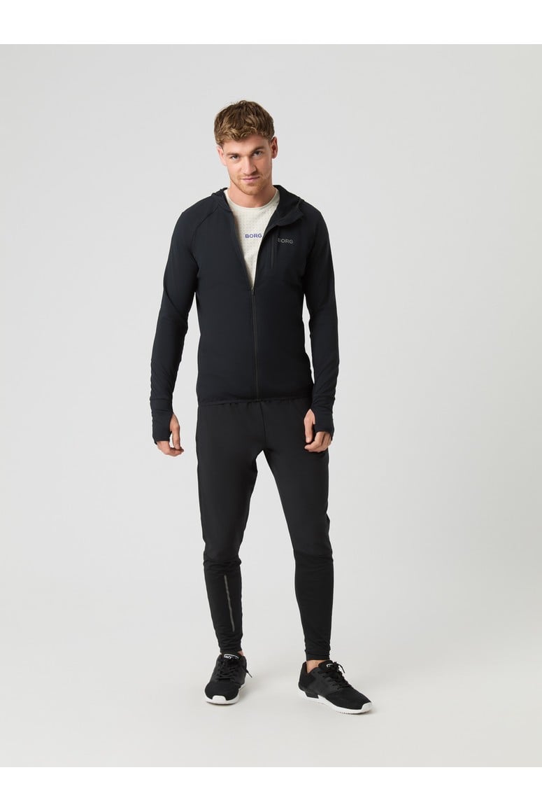 Bjorn Borg Ανδρική Αθλητική Ζακέτα - Running Mid Layer Hood - Black Beauty