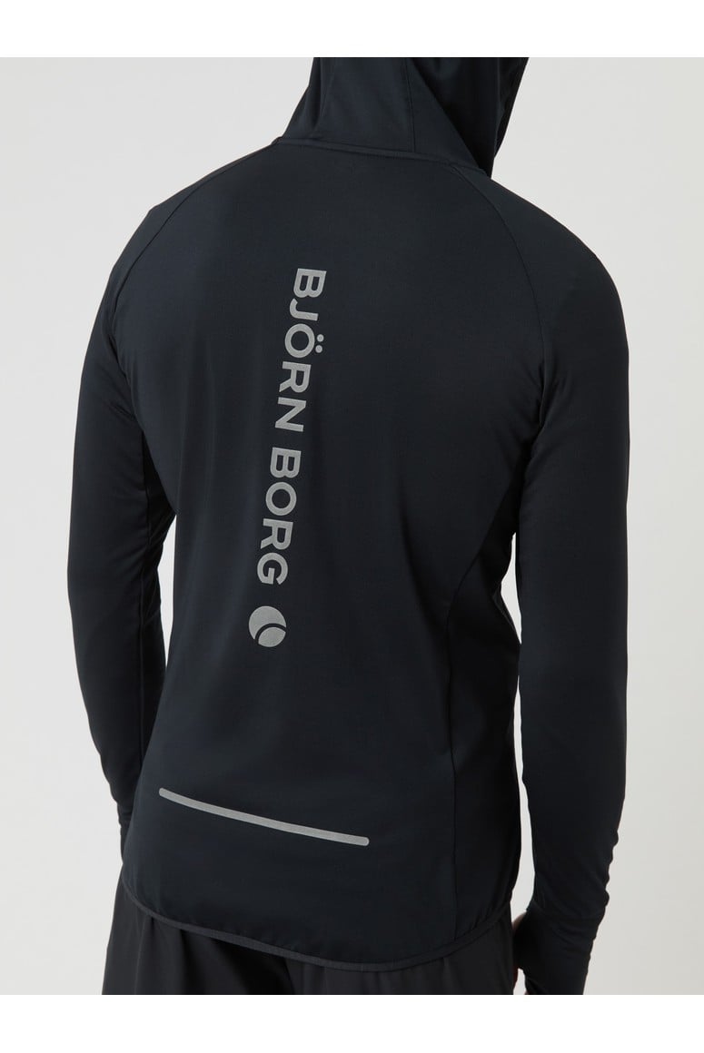 Bjorn Borg Ανδρική Αθλητική Ζακέτα - Running Mid Layer Hood - Black Beauty