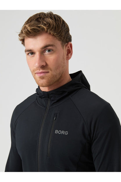 Bjorn Borg Ανδρική Αθλητική Ζακέτα - Running Mid Layer Hood - Black Beauty