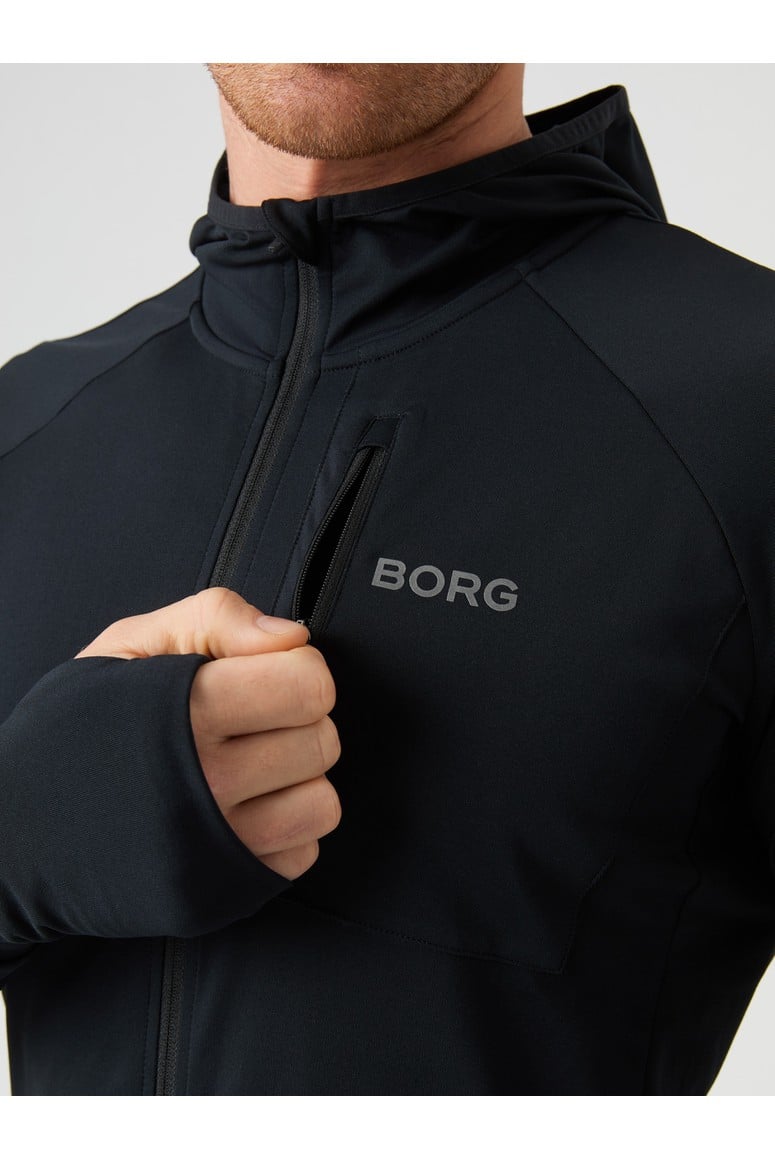 Bjorn Borg Ανδρική Αθλητική Ζακέτα - Running Mid Layer Hood - Black Beauty