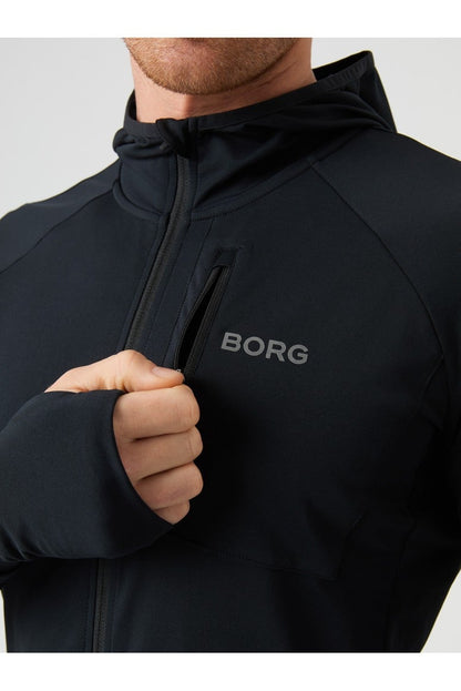 Bjorn Borg Ανδρική Αθλητική Ζακέτα - Running Mid Layer Hood - Black Beauty