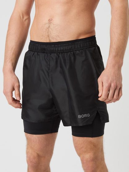 Bjorn Borg Ανδρικό Σορτς - Borg Running Shorts 2 In 1 - Black Beauty 10003941-BK001