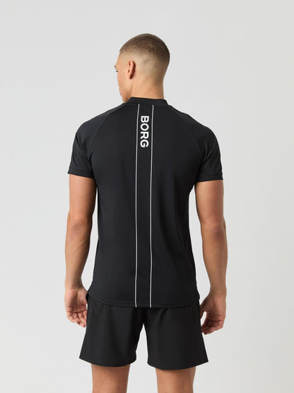 Bjorn Borg Ανδρικό Αθλητικό Polo - Ace Zip Polo Shirt - Black Beauty