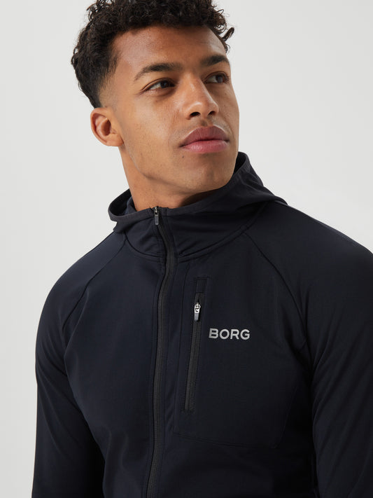 Bjorn Borg Ανδρική Αθλητική Ζακέτα - Borg Running Mid Layer Hood - Black Beauty