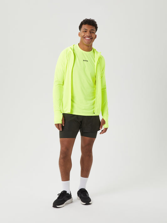 Bjorn Borg Ανδρική Αθλητική Ζακέτα - Borg Running Mid Layer Hood - Safety Yellow
