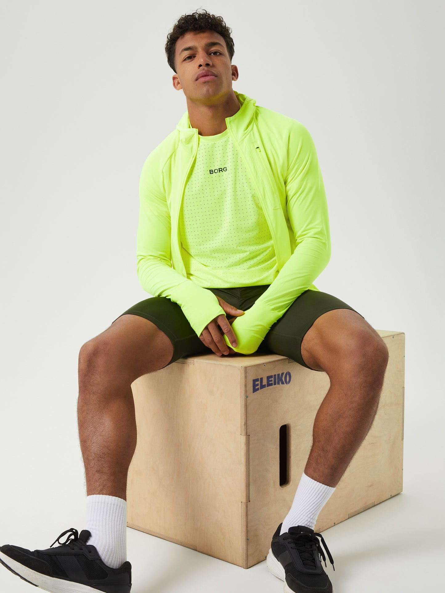 Bjorn Borg Ανδρική Αθλητική Ζακέτα - Borg Running Mid Layer Hood - Safety Yellow