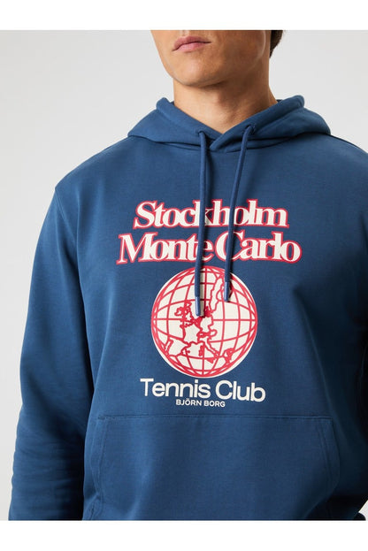 Bjorn Borg Ανδρικό Φούτερ Με Κουκούλα - Classic Print Hoodie - Sargasso Sea