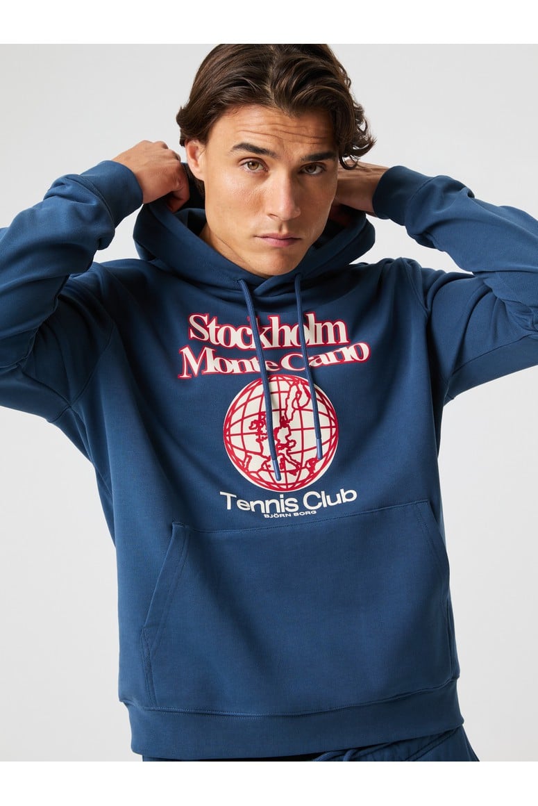 Bjorn Borg Ανδρικό Φούτερ Με Κουκούλα - Classic Print Hoodie - Sargasso Sea