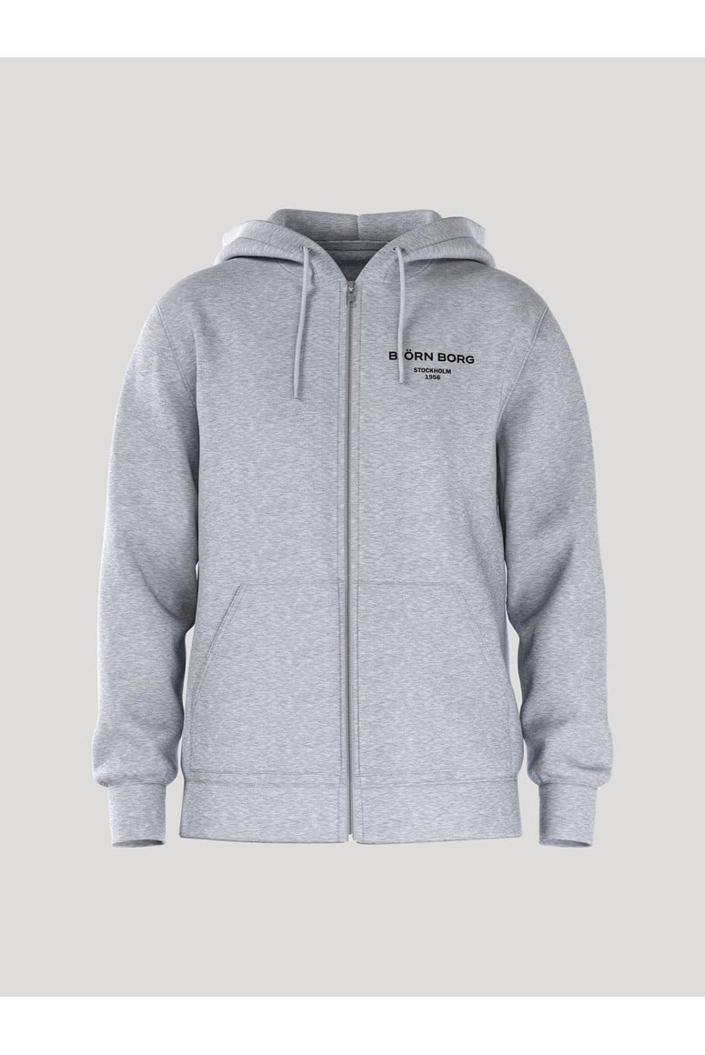 Bjorn Borg Ανδρική Ζακέτα Με Κουκούλα - Essential 1 Zip Hoodie - Light Grey Melange