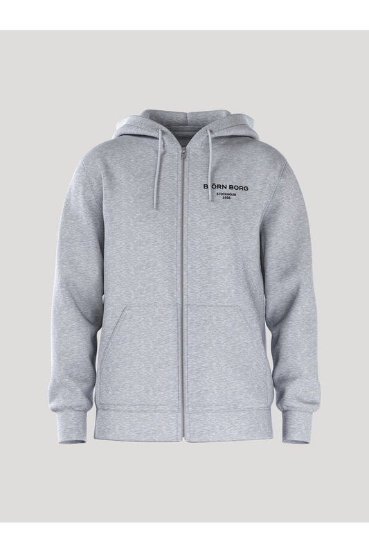 Bjorn Borg Ανδρική Ζακέτα Με Κουκούλα - Essential 1 Zip Hoodie - Light Grey Melange