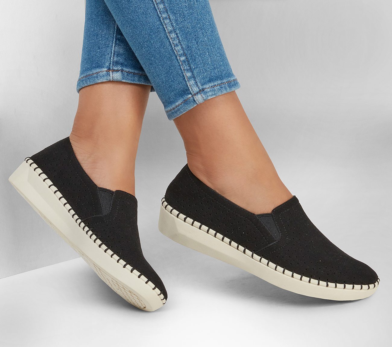 Skechers Παπούτσι Γυναικείο - Perfed Twin Gore Slip On - Sepulveda 2.0 - 100159-BKW - Black-White