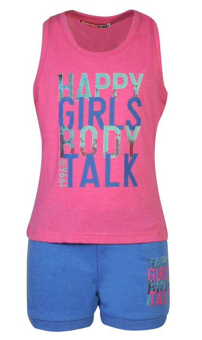 BodyTalk Σέτ T-Shirt Αμάνικο -Σόρτς Γιά Κορίτσι - Girls SET T-Shirt-Shorts HAPPY G LIPS