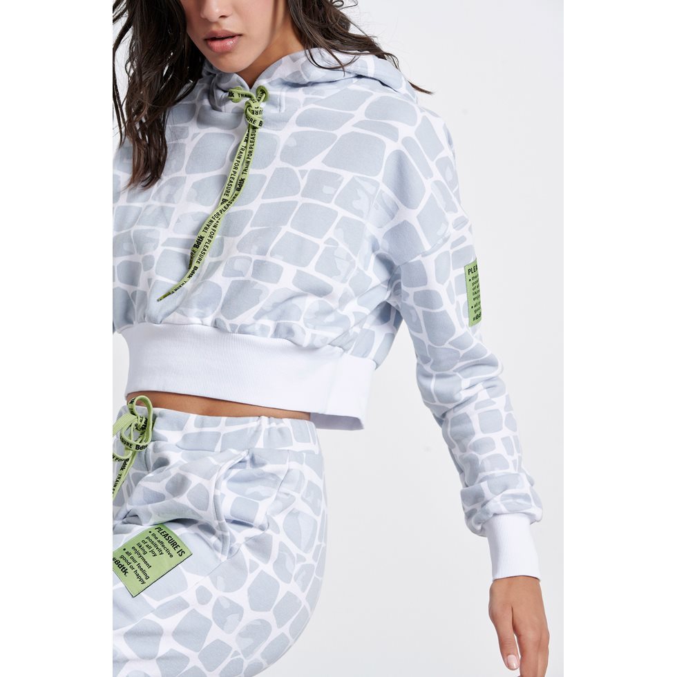 BodyTalk Γυναικείο Cropped Φούτερ με Κουκούλα Pleasureis - White - 1222-905725-00200 - E